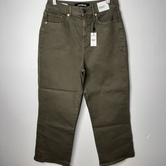 Express | Super High Waist Wide Leg Cropped Jeans - Picture 2 of 6